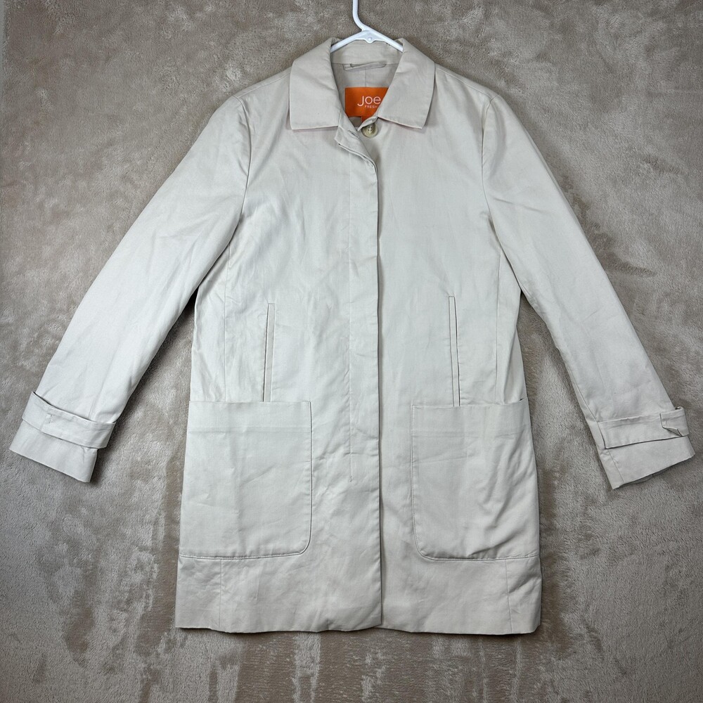 Joe Fresh Coat Womens Small Beige Cotton Trench Jacket Pockets Lined Spring